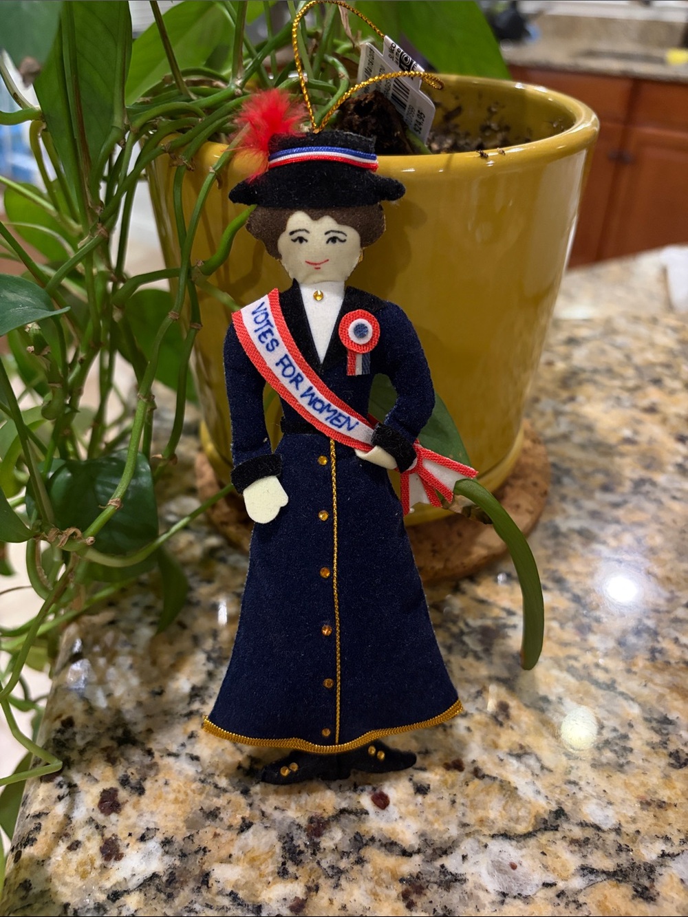 ST. NICOLAS Navy Blue Suffragette Ornament with Red and White Accents